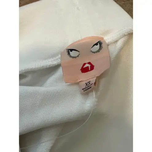 Badgley Mischka White Lounge Jogger Pants Embroidered Face Patch Size XS NWT