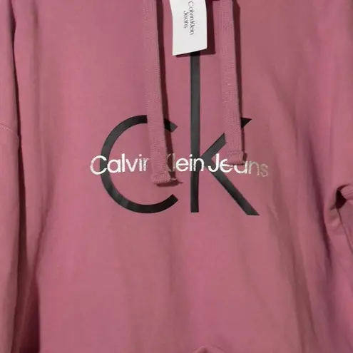 Calvin Klein Jeans  Cropped Hoodie Cozy  Soft Sweatshirt Pink NWT Women's Size M