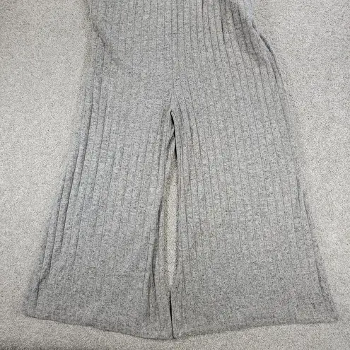 Mina Lisa Jumpsuit Womens L Gray Ribbed Wide Leg Baggy Oversized Stretchy Lounge Size L