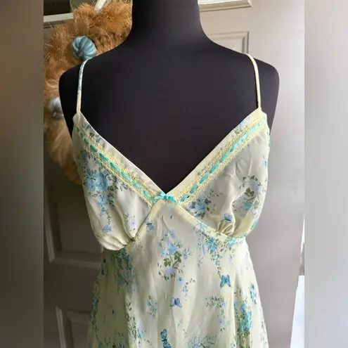 secret treasures Vintage butterfly garden ribbon trim slip robe set, size large