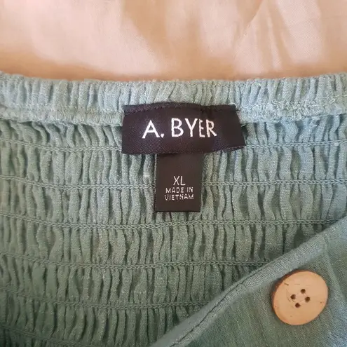 A Byer A. BYER Womens Dress Size XL Ruffle Smocked Mini CoastalCow Girl Cottagecore