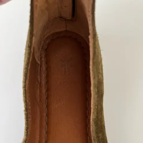 Frye  Carson Ankle Strap Leather Suede Rustic Ballet Flats Green Size Women’s 7