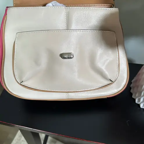 Etienne Aigner Leather Colorblock Satchel Shoulder Bag Turn Lock Purse