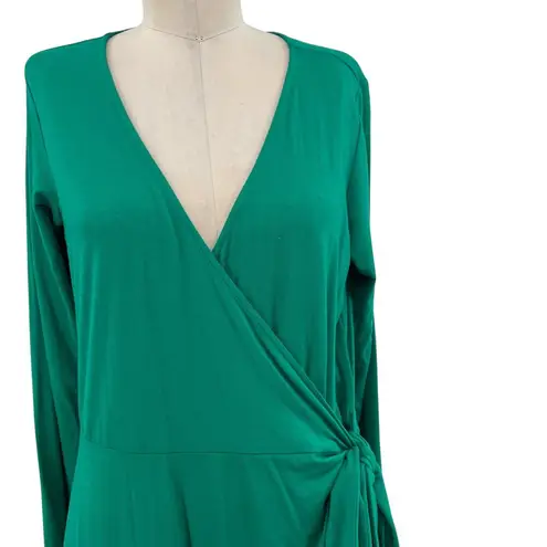 11 Honoré 11 Honore Luna Dress Long Sleeve Jersey Wrap Green Size 1 Plus Size 14 16