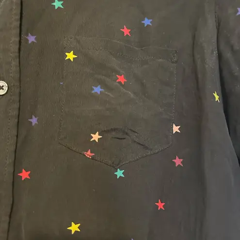 Rails Kate Star Print Silk Blouse In Rainbow Stars Size Small