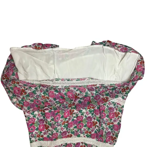 Abercrombie & Fitch Abercrombie Floral Lace Mini Slip Dress Boho Cottagecore Crossback Lined Sz S