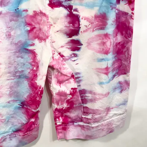 kim rogers Plus Size 16 Bermuda Shorts Handmade Tie Dye Cotton Pink Blue 1393