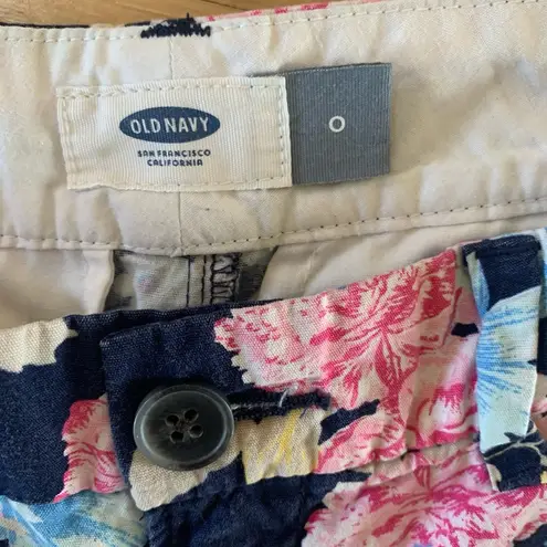 Old Navy  Blue Floral Cotton Chino Shorts