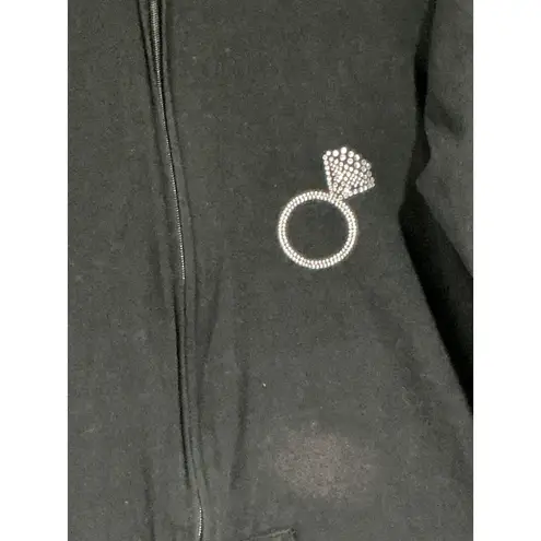 Woman’s In Your Face Apparel Black Medium zip Up Hoodie Rhinestone Bride