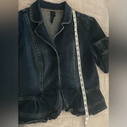 Ashley Judd Denim Jacket Size M Casual Ruffled Bohemian Fall Jacket Blue Size M