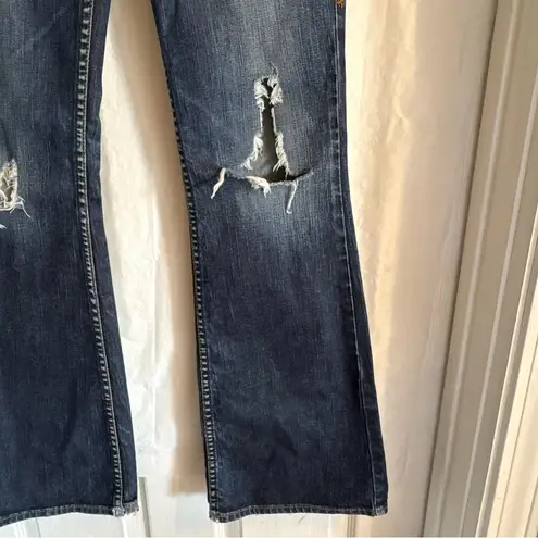 Silver Jeans Silver Eden Jeans Womens Sz 27/33 Flare Leg Distressed Ripped Dark Wash Y2K 90s