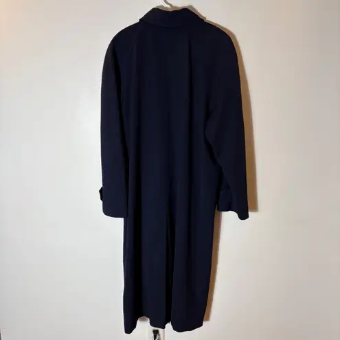 Vintage JH Collectibles 100% Wool Long Overcoat Navy Made in USA Minimalist L Blue Size L