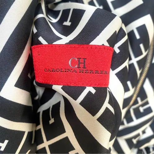 Carolina Herrera 2020 logo print reversible zip up bomber jacket Sz Large