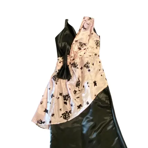 Vintage Handmade Black and Pink Bow Women's formal mermaid Gown Dress Size M