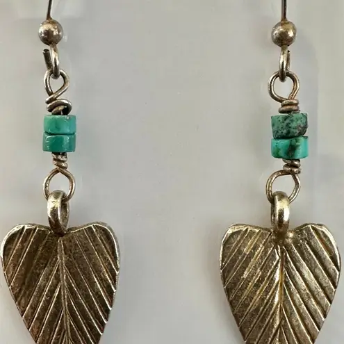 Sterling Silver Leaf & Turquoise Dangle Earrings