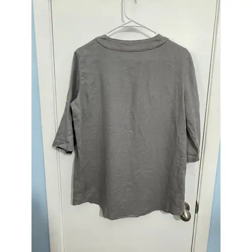 Ellen Tracy Linen Blouses Lot of 2 Small Gray White Lagenlook Minimalist Preppy - Image 4