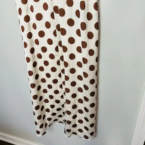 DELFI COLLECTIVE Ivory White Brown Polka Dot Puff Sleeves High Low Dress Size L Size L