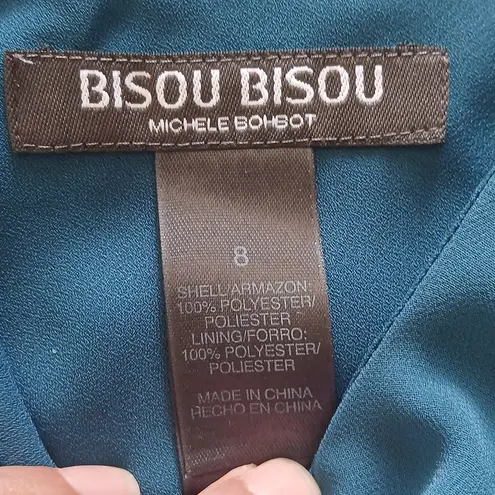 Bisou Bisou by Michele Bohbot teal ruffle spaghetti strap tank top size 8