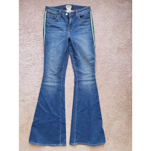 L'Agence Solana Bell Bottom Flare Jean 26 Side Stripe Western Luxury Cowgirl