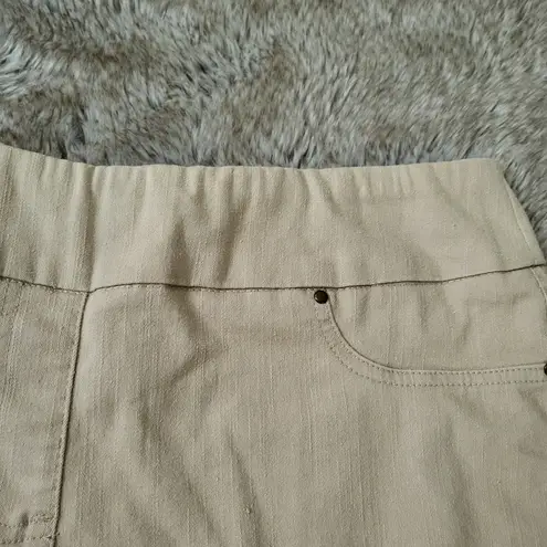 Ruby Rd Petite Chino Clamdigger Capri Pants Wide Waistband Khaki Size 14 Petite