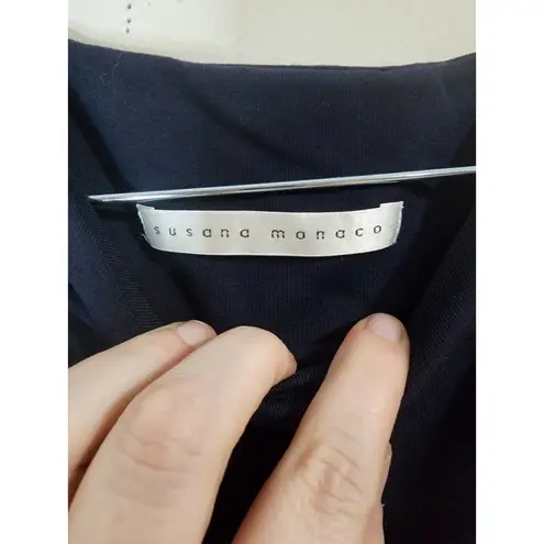 Susana Monaco NWT Greta Midnight Navy Women Small Tie Cold Shoulder Mini Dress