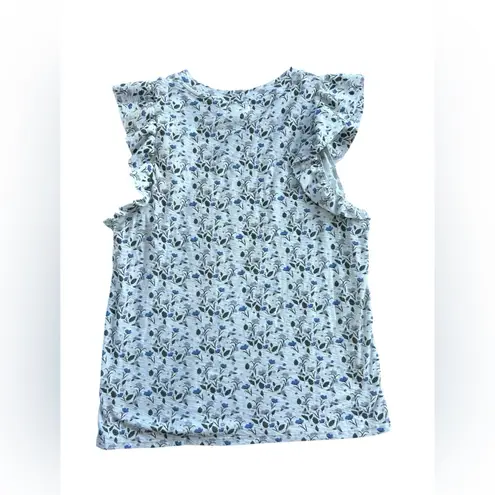 Nation Ltd  Paulette Ruffle Tank White Blue Size Large