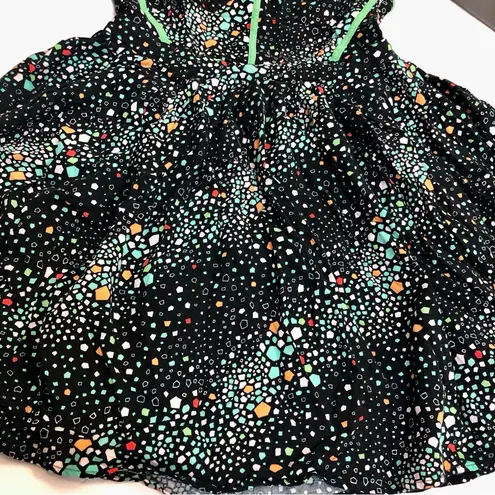 Cooperative Polka Dot Fit & Flare Mini Dress Cutouts Green Black Skater size 6