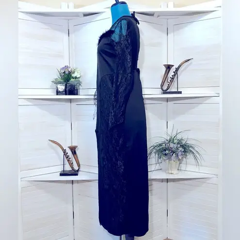 Vintage 90s Y2K gothic witch costume sheer black lace cosplay maxi dress Sz M Size M