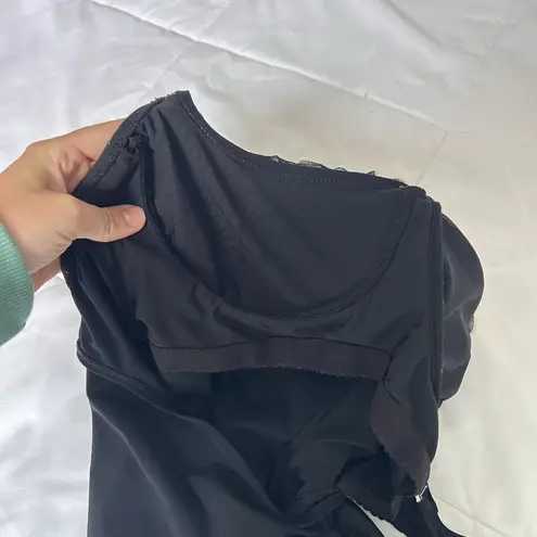 Profile by Gottex Black White Ruffle Underwire Tankini Swim Top Womens 14 Y2K