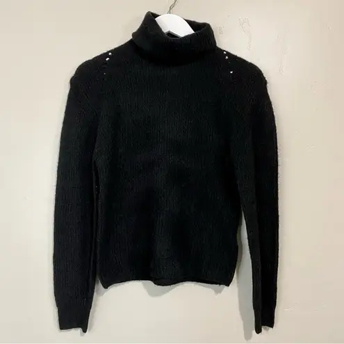 Topshop  Women’s Open Knit Turtleneck Sweater Black Size 0-2 NWT