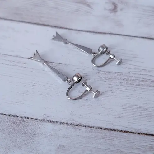 Vintage Screw Back Earrings Silver Tone