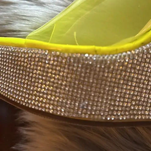 Chase + Chloe rhinestone platforms. Neon yellow and clear. Size 7.5