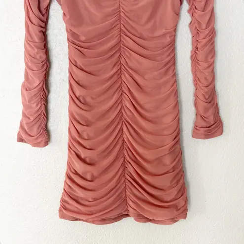Michael Costello  X Revolve Franky Mini Dress Mauve‎ Pink Ruched Size L