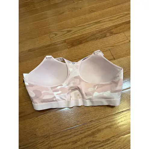 Layer 8 Women's Maximum Support Sports Bra 2X Pink Camo Zip Front New