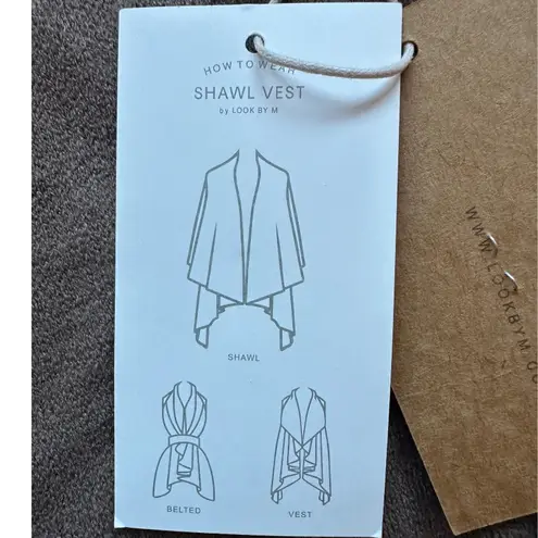 Look By M New York Shawl Vest Sleeveless Draped Cardigan One Size Taupe Tan Size L