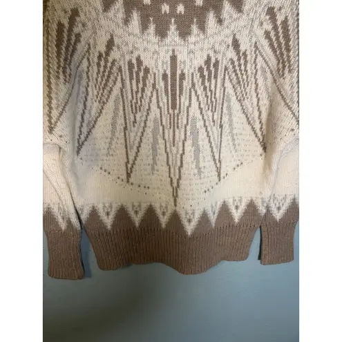 Adam Lippes Fair Isle Crewneck Wool Blend Sweater Cream Beige Size Small