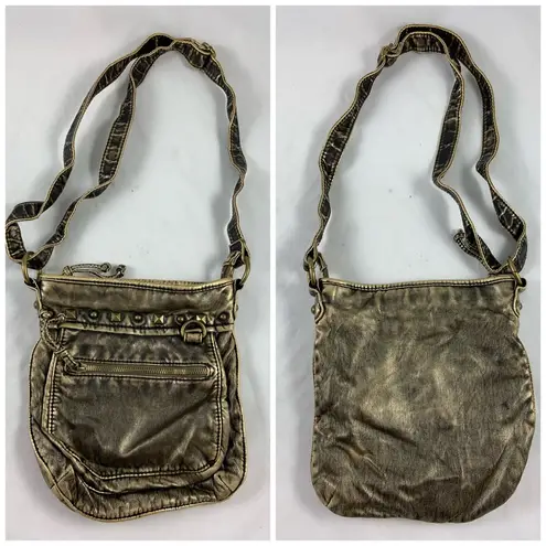 9x9 Copper Studded Leather crossbody satchel Bag