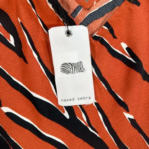 Naked Zebra  Tiger Stripe Cami Top Women's Medium Orange/Black Spaghetti Strap