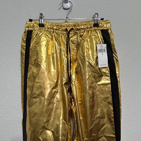 NEW Lauren Ralph Lauren Metallic Taffeta Jogger Pant Gold Black Size 2 $225 Bold