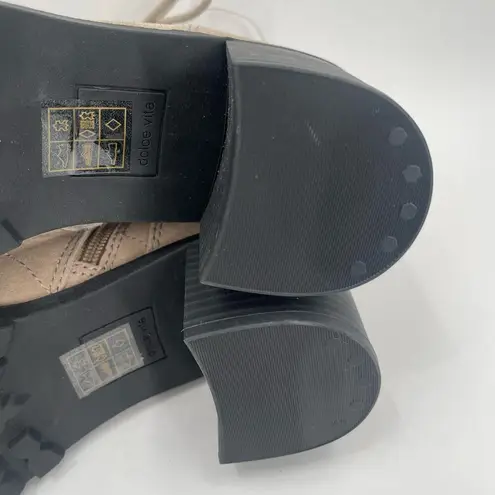 DOLCE VITA Nigel Boots Size 8 Lace Up Heels NEW Suede Leather Bootie Taupe NWOT Tan