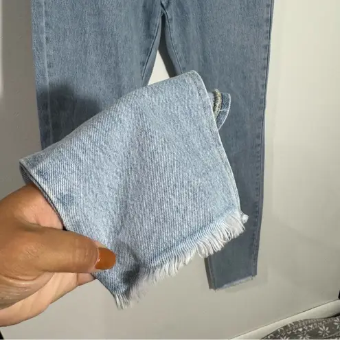 We Wore What High Rise Slit Hem Jeans Frayed Hem Light Blue Wash Size 26
