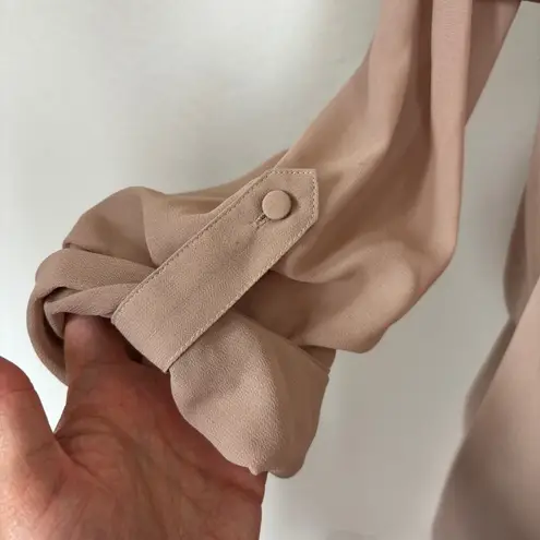 Bebe Solid Beige Chiffon Open Front Cardigan - Image 6