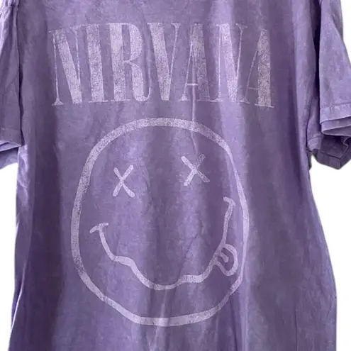 Nirvana Distressed Purple Graphic T Shirt 100% Cotton Unisex Short Sleeves XL