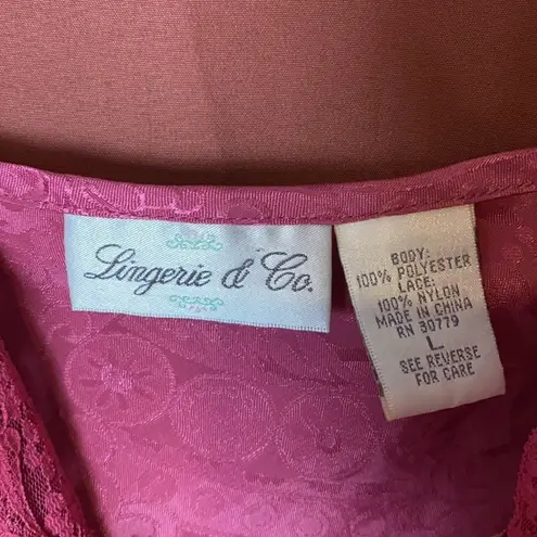 ❤️ VINTAGE PINK DAMASK PRINT SILKY CHEMISE DRESS Size L