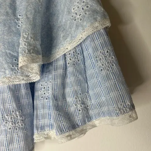 American Eagle  tiered eyelet detail skort in light blue Picnic Cottage-core Sz S