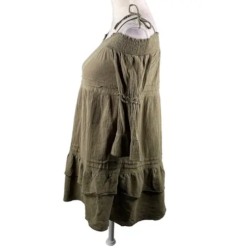 Romeo + Juliet Couture  Beach Coverup S Olive Green Off Shoulder