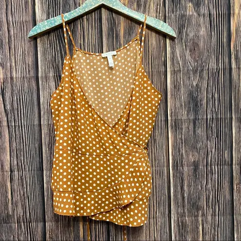 Leith  | camel brown polka dot wrap tank