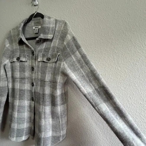 William Rast Fuzzy Soft Plaid Button Front Shacket Md Cozy Minimalist Fall Layer