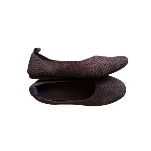 Rothy's Max Square Ballet Flats in Maple (Mocha Mousse Color) Micro Check Size 8 Brown