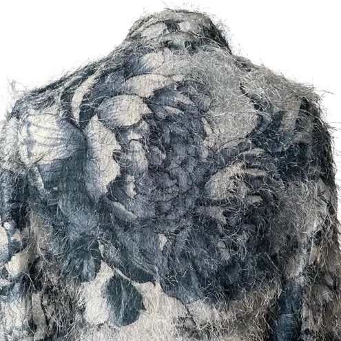 Vintage 90’s Rare Mesmerize Fuzzy Long Eyelash Zip Front Crop Top/Jacket, Sz S Blue